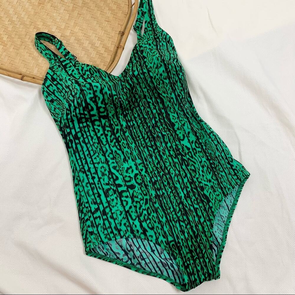 Vintage Jaguar Print Low Back One Piece Swimsuit